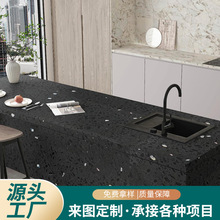银星黑石英石台面人造石英石批发背景墙黑白橱柜板材人造石英石板