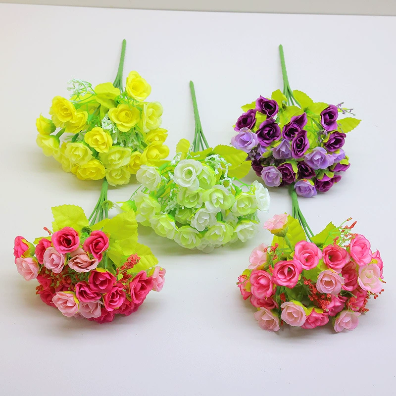 Завод оптом 21 голова алмазной розы 7 вилки весенние розы маленькие розы розы розовые цветы искусственные пластиковые цветы
