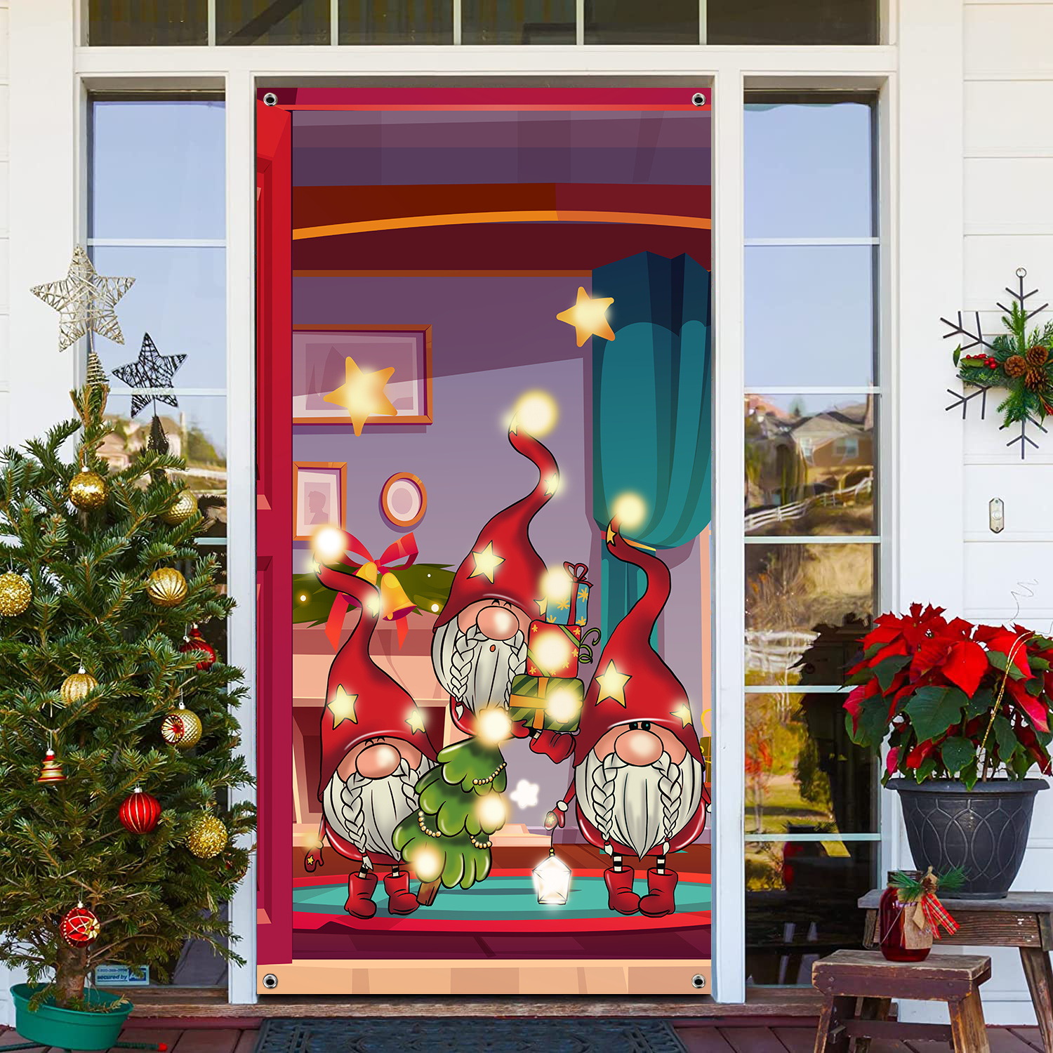 Nuevo estilo transfronterizo cubierta de puerta de Navidad puerta colgante decoración de puerta escena festiva decoración accesorios suministros de Navidad al por mayor