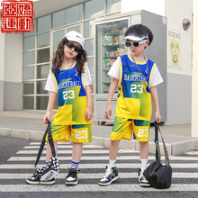 短袖儿童篮球服套装夏假两件校园表演服小学生运动训练服男童球衣