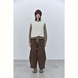 [And Mountain] Classic Wave Dot Joker Curved Placket Round Swing Cotton Vest 3136#