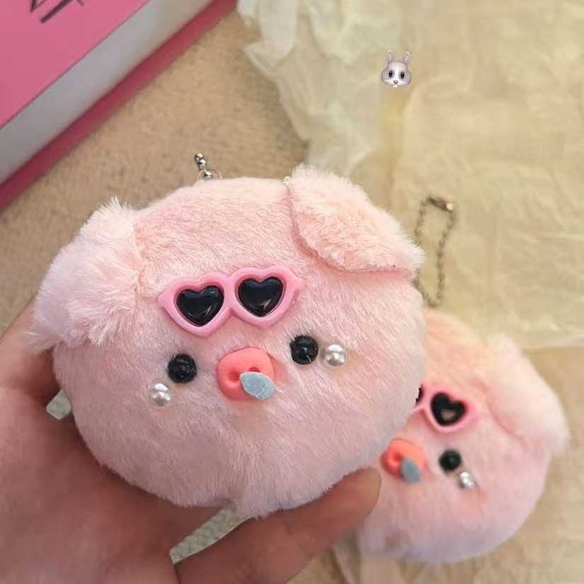 Nuevos muñecos rojos y azules gafas de sol bolsas de cabeza de cerdo bolsas colgantes de peluche llaveros muñecas muñecas regalo amigos