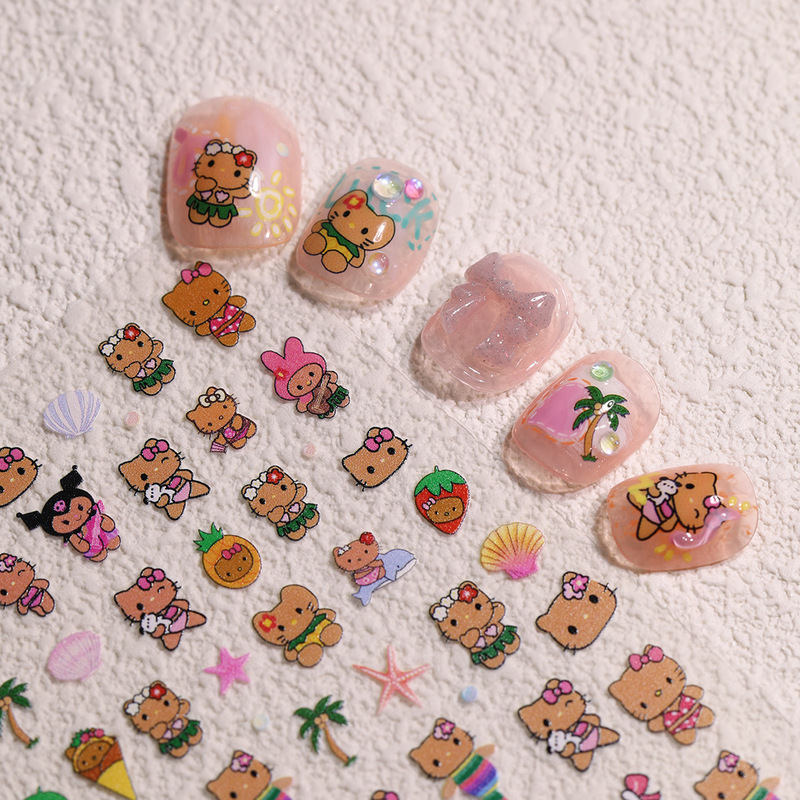 timiko black leather holiday style KT cat nail stickers new adhesive cute nail stickers factory wholesale timiko black leather holiday style KT cat nail stickers new adhesive cute nail stickers factory wholesale