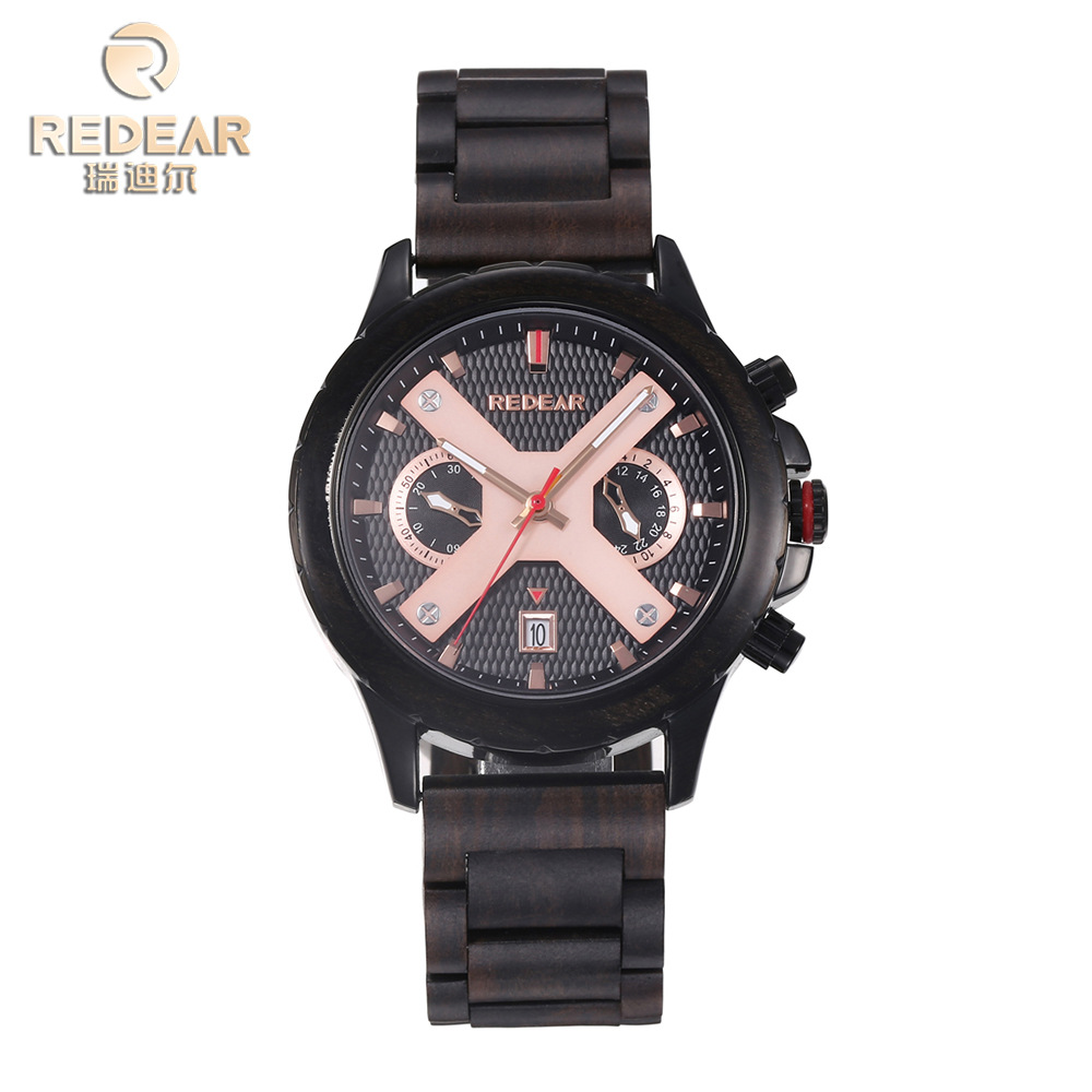 亚马逊跨境夏季新款手表 间木全木带手表 多功能防水男士石英表