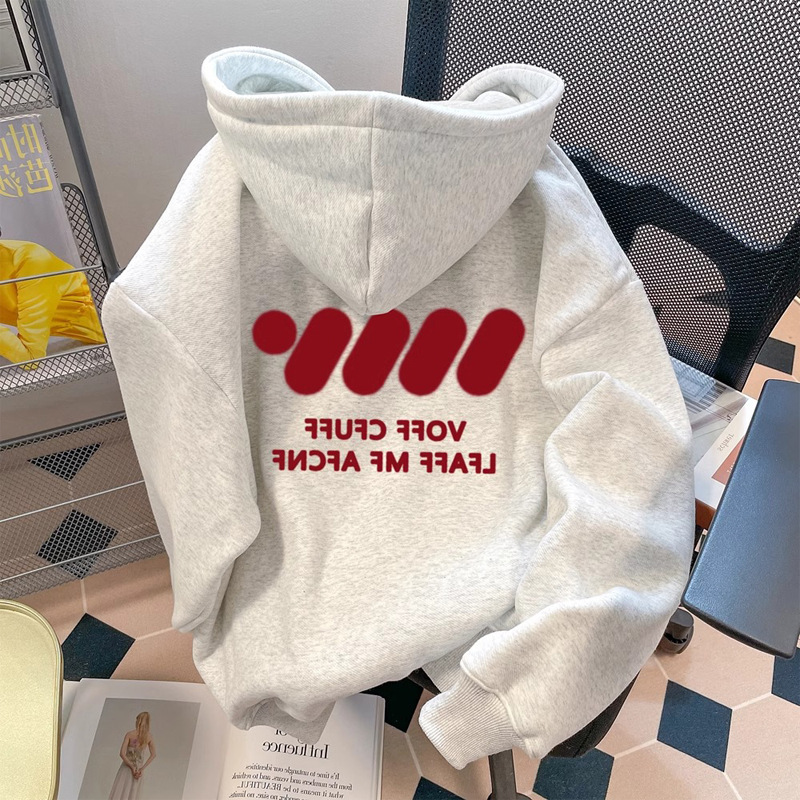 American Hooded Couple Sweatshirt 2025 Autumn and Winter New Women's Casual Trendy Velvet Thickeneded Men's Long-Sleeved Tops