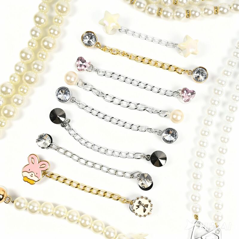 Shoe Chain, Shoe Charms, Diamond-Encrusted Chain, Clog Shoe Accessories, Brooch, DIY Pearl Phone Case, High Heels, Casual Shoes