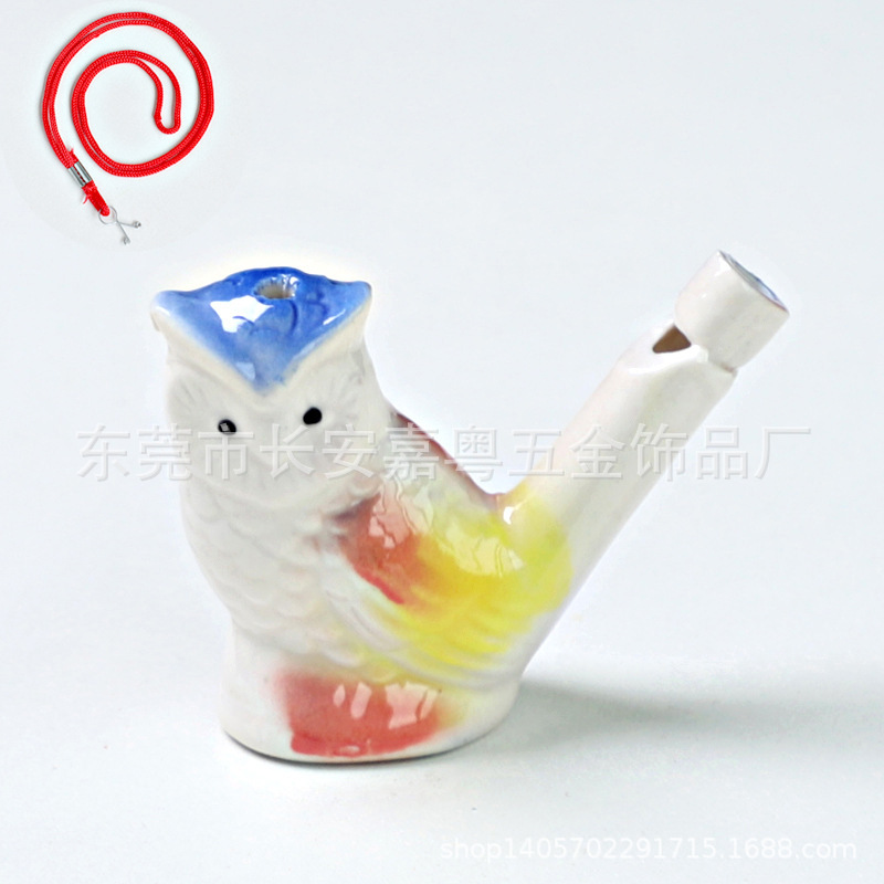 陶瓷鸟哨音乐水鸟创意儿童趣味玩具口哨水哨挂绳子加水吹象鸟叫声