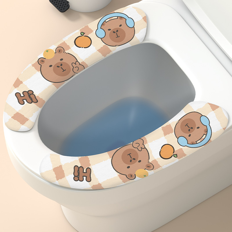 オールシーズン対応のユニバーサルトイレマット、かわいい家庭用洗えるトイレ粘着旅行ポータブル漫画トイレステッカー|undefined