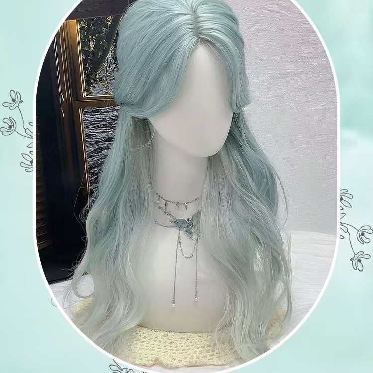 Sal de mar de menta fantasía gradiente menta verde octeto franja frente de encaje atmósfera sensación peluca cos universal B04