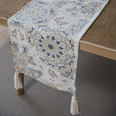 Imanqi Yun Table Banner with Floral Print Retro Floral Fringe Single Layer Banner Long Strip Direct Supply from Factory