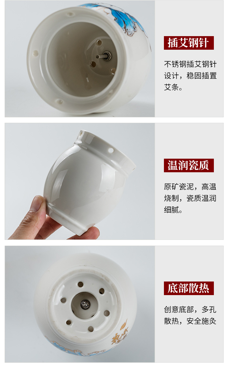 Ceramic Moxibustion Jar Multi-Purpose Home Facial Moxa Box with Steel Mesh and Cloth Cover for Warming Therapy in use