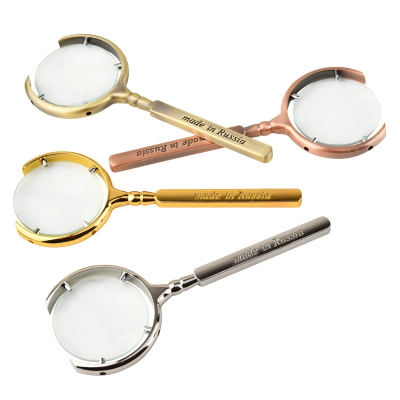 60 мм классический русский 8 раз старинные металлические поделки для чтения Подарочное стекло ручная Лупа