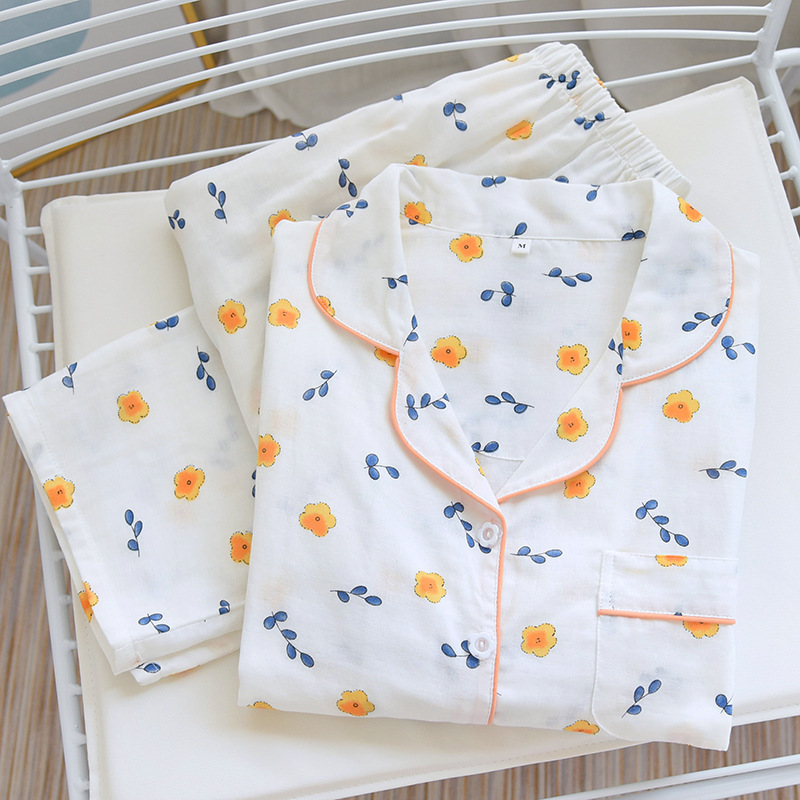 ZHY田園小花ガーゼパジャマ