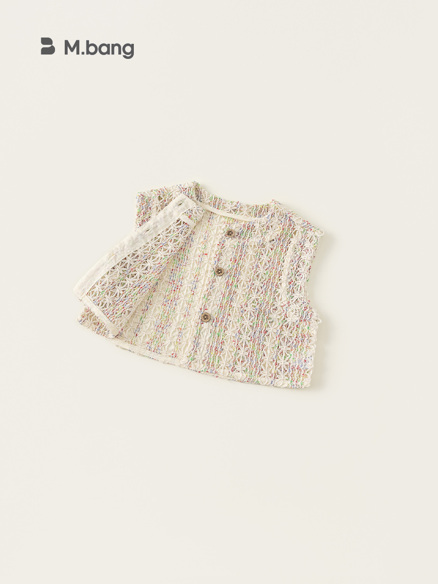 Youbao ropa para niños chaleco hueco para niñas verano nuevo estilo chaqueta de punto para niños pequeños y medianos chaqueta de chaleco sin mangas para niños