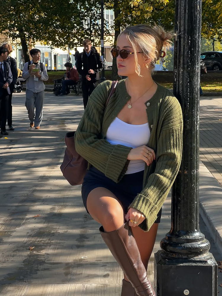 Xiaoxiang estilo de moda corto color sólido de una sola fila de hebilla suéter cardigan para mujeres 2025 otoño y invierno nuevo estilo europeo y americano transfronterizo