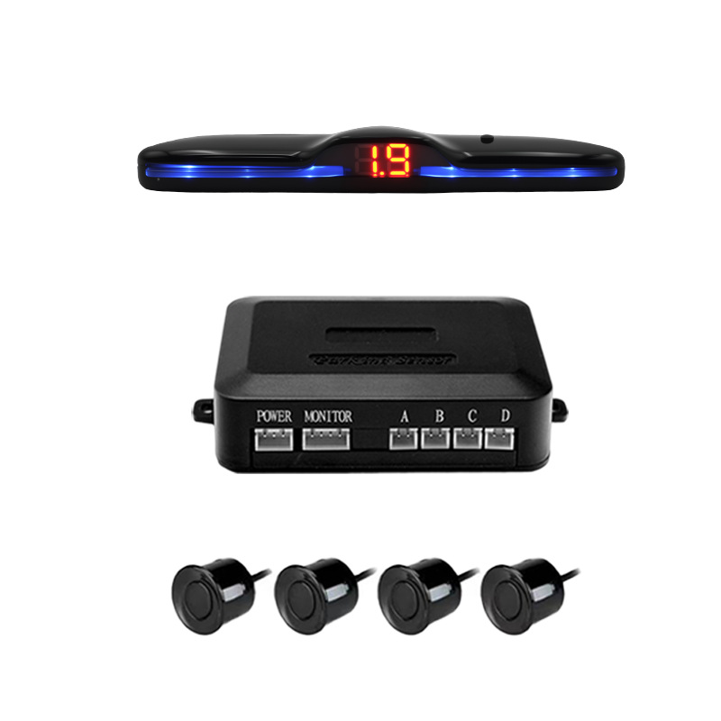 Car Backup Radar 4 Probe Crescent Buzzer Silent 3-in-1