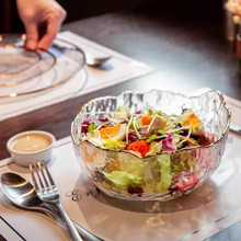 日式网红ins透明玻璃沙拉碗金边水果甜品碗创意轻奢家用餐具套装