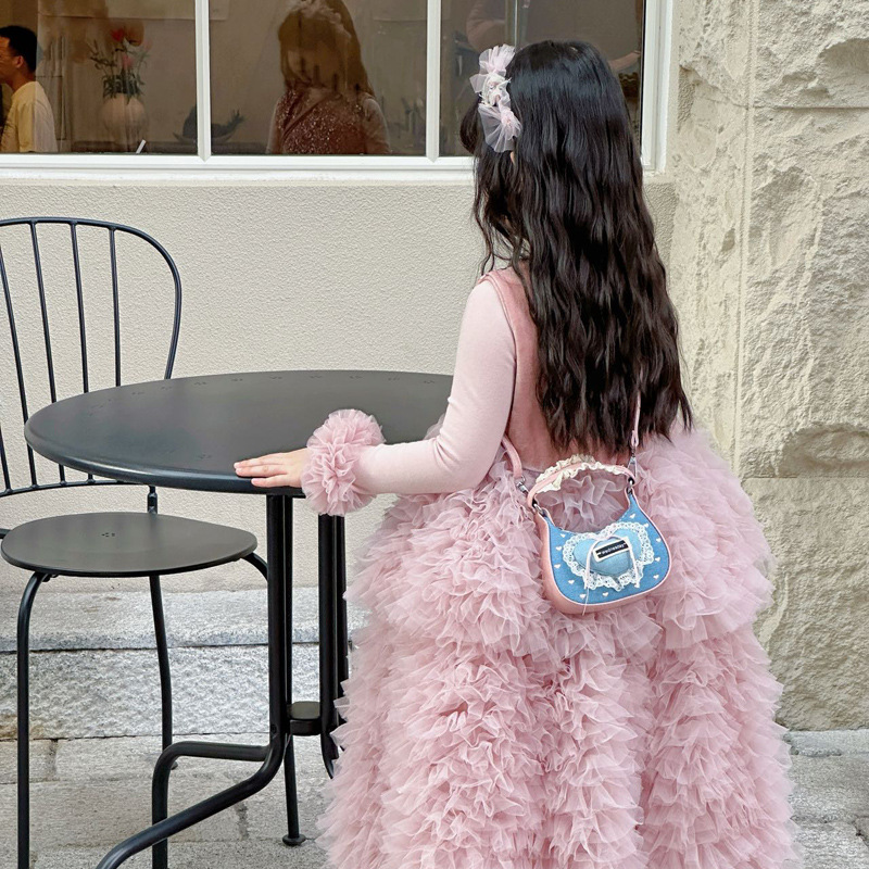 Dolce encaje pequeña niña mochila mini amor arco bolso bebé nuevo comercio exterior bolso para niños