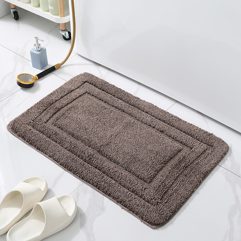 Tapete de chão em jacquard de fibra ultrafina com laços, espesso, antiderrapante, absorvente de água, para banheiro, porta e cozinha._voghion.com