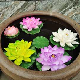 仿真荷花 EVA荷花水漂睡莲莲花供佛人造莲花鱼缸水池造景仿真假花