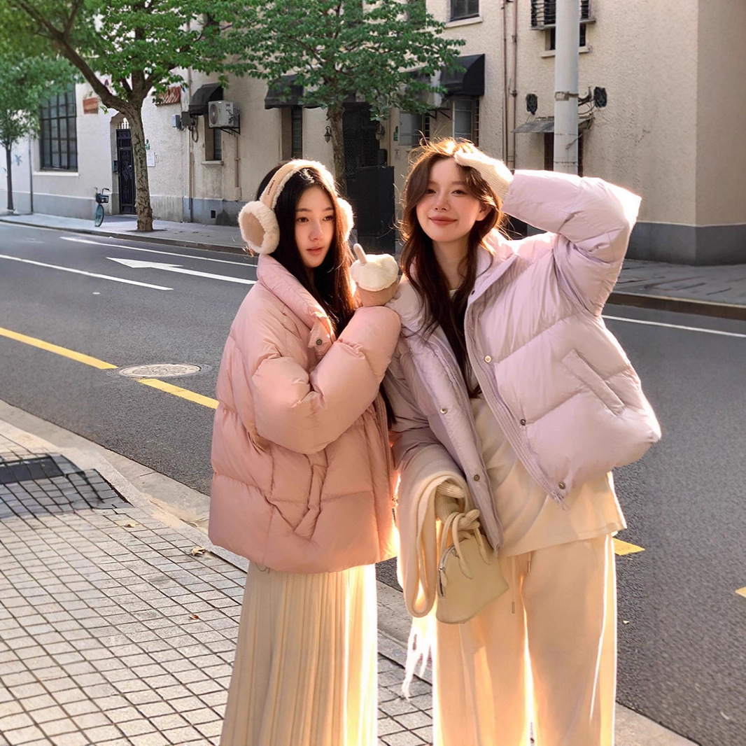 网红短款羽绒服女95白鸭绒冬季2025新款小个子超厚泡芙面包服爆款