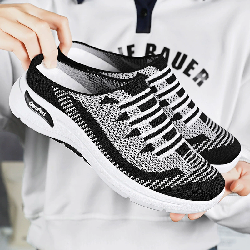 Женская обувь, коллекция 2024, летняя стильная обувь для ленивых, оптовая продажа, повседневные дышащие тканые полутапочки, обувь для мам