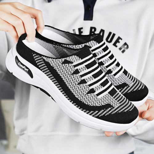 Women's 2025 Summer Style Loafers & Casual Breathable Flyknit Half-Slippers—Perfect for Moms