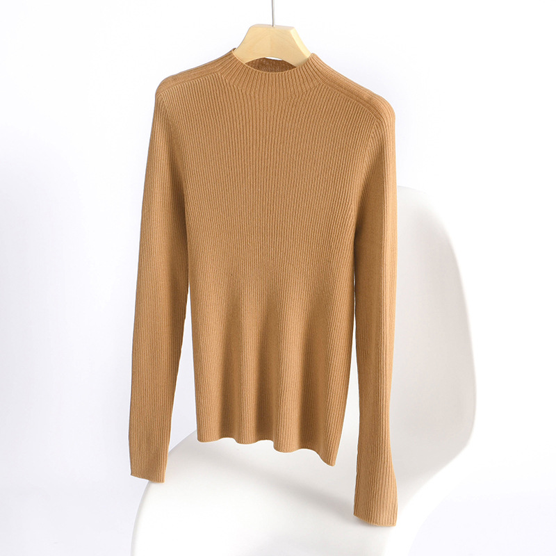 Maillard Seamless Ribbed Half-high Collar Wool Sweater Autumn And Winter Inner Sweater Knitted Sweater