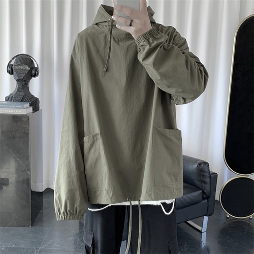 Dark Series Men's Hooded Sweatshirt, 2025 Summer Thin Original Hostel Style Hip-Hop Workwear Functional Streetwear Jacket