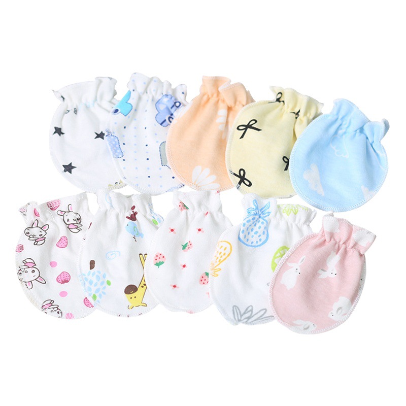 Factory direct supply baby cotton gloves anti-scratch face spring and autumn thin breathable 0-6 months newborn baby anti-eating hand