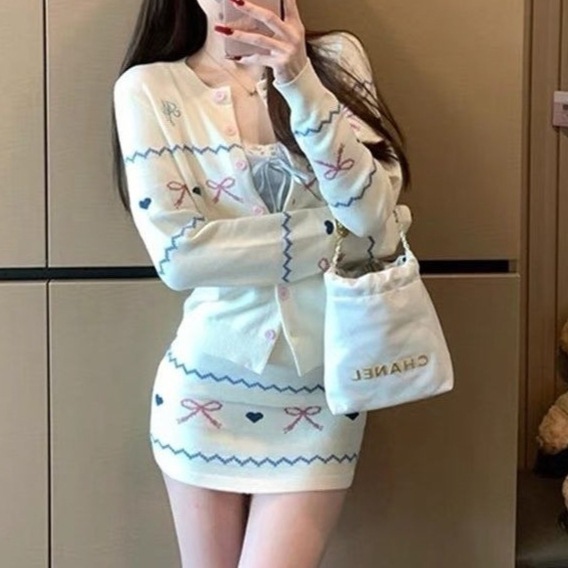 法式名媛千金短款小香风外套气质高腰显瘦包臀裙秋季新款两件套女|undefined