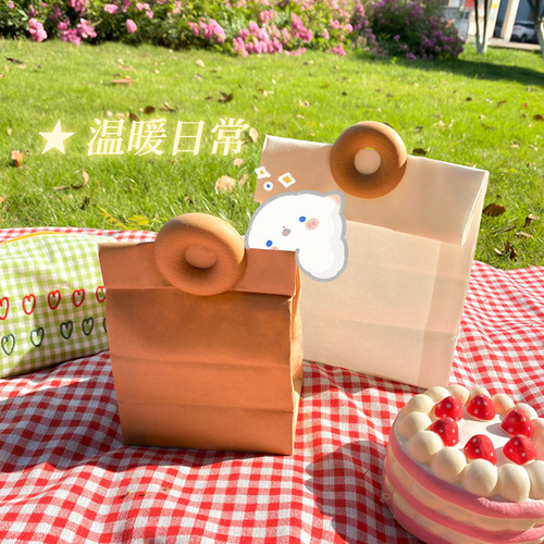 Kraft paper bag waterproof thickened refrigerator storage bag bread sandwich burger oil-proof food packaging bag