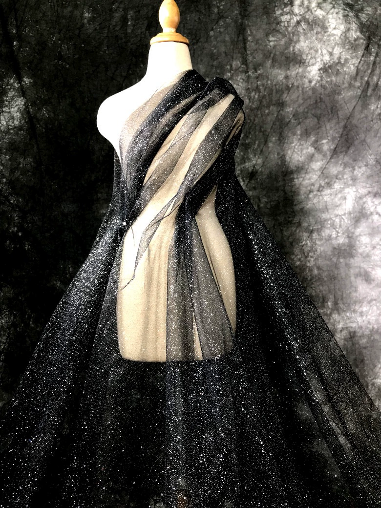 Starry sky, black flashing nail sequins, design cloth, elastic suit