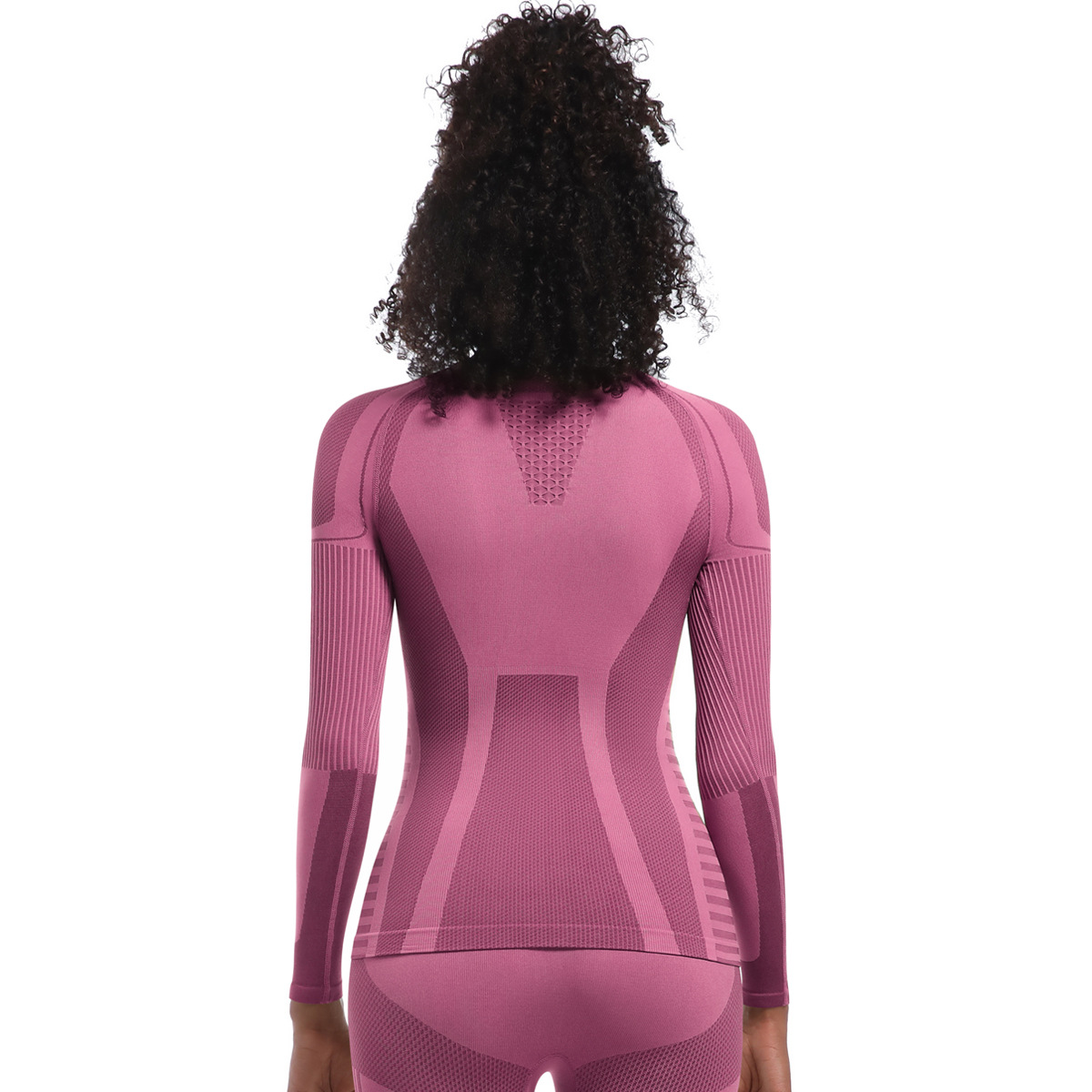Neu Nahtlose Stricken Engen Hohe Elastische Ski Anzug Langarm Sport Laufen Fitness Yoga Top_voghion.com