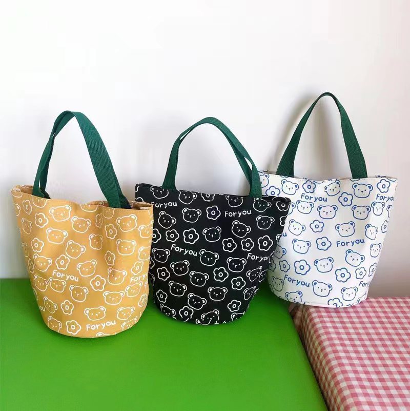 New ins college girl work bag canvas tote bag lunch bag office workers cute outing lunch box bag