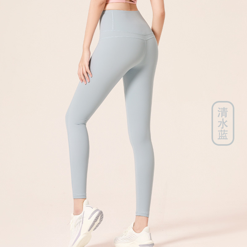Juyitang europeo y americano desnudo melocotón verano fitness Pantalones mujer apretado cintura alta cadera elevación estiramiento correr deportes yoga Pantalones