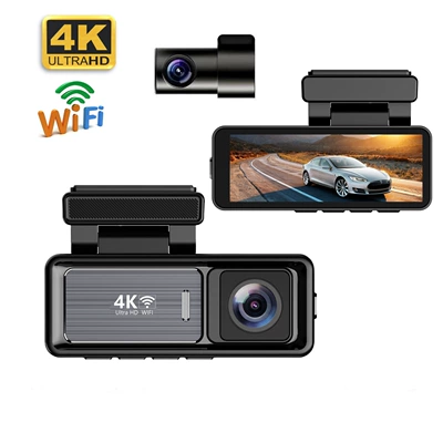 Car Camera with Ips Display, 4K Front and 1080P Rear, with Wifi, Dual Recording Front and Rear, High-Definition M6 Dash Cam