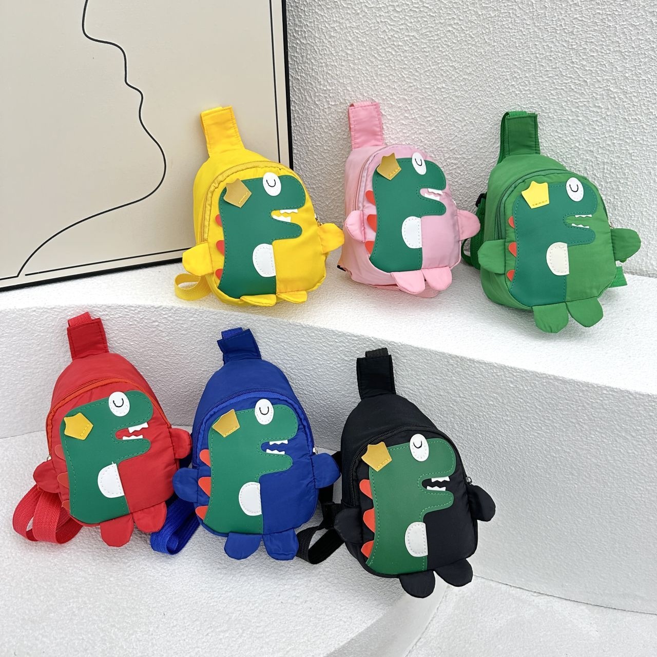 Cute children's dinosaur chest bag, boys' backpack, girls' phone and snack shoulder crossbody bag, baby chest bag with logo