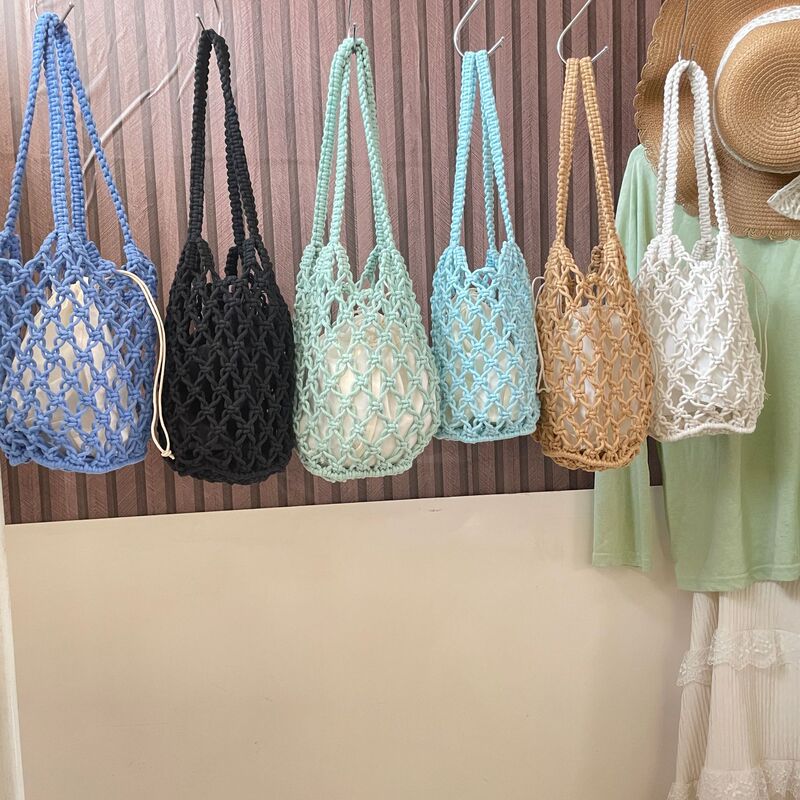 Summer Crochet Bag Casual Simple Hollow Woven Handbag Seaside Vacation Beach Shoulder Bag Women's Vacation Style