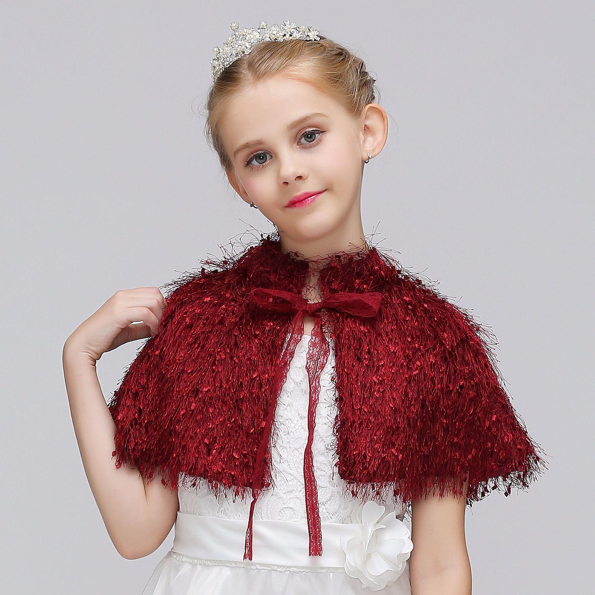 Cruz-frontera princesa europeo y americano Comercio exterior vestido accesorios niños niña flor peludo capa cabo pequeño chal