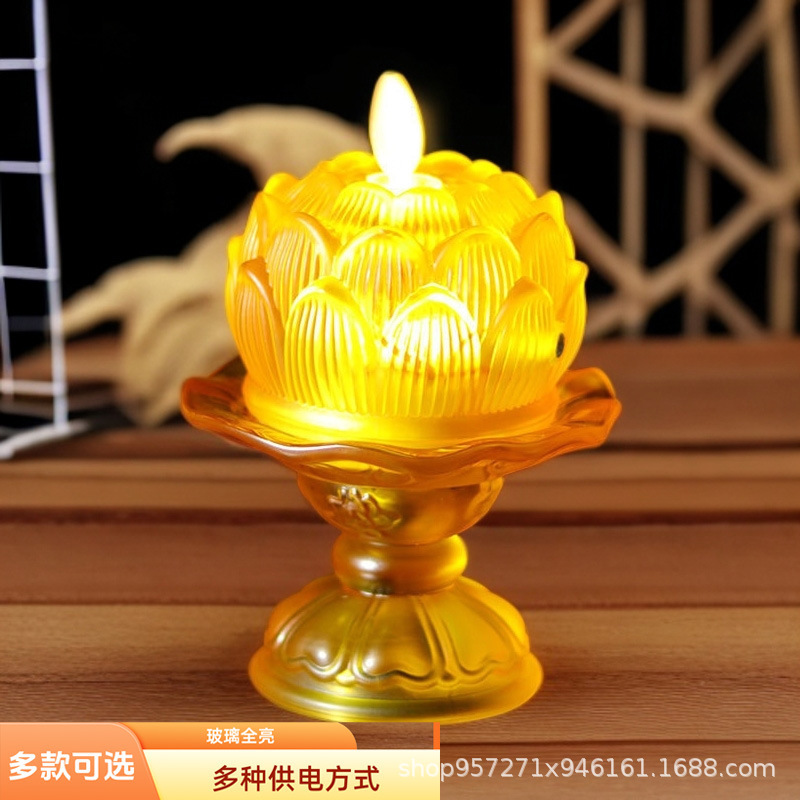 Rechargeable Led Glass Lotus Lamp Guanyin Everlasting Lamp Simulated Candle Lotus Lamp Household Electronic Rechargeable Buddha Lamp Rechargeable Led Glass Lotus Lamp Guanyin Everlasting Lamp Simulated Candle Lotus Lamp Household Electronic Rechargeable Buddha Lamp