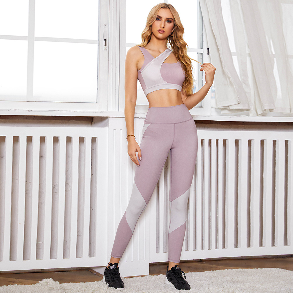 Ins European And American Net Red Cross-border Sports Bra Fitness Clothes Running Coach Clothes Pants Yoga Clothes Suit Two-piece Set