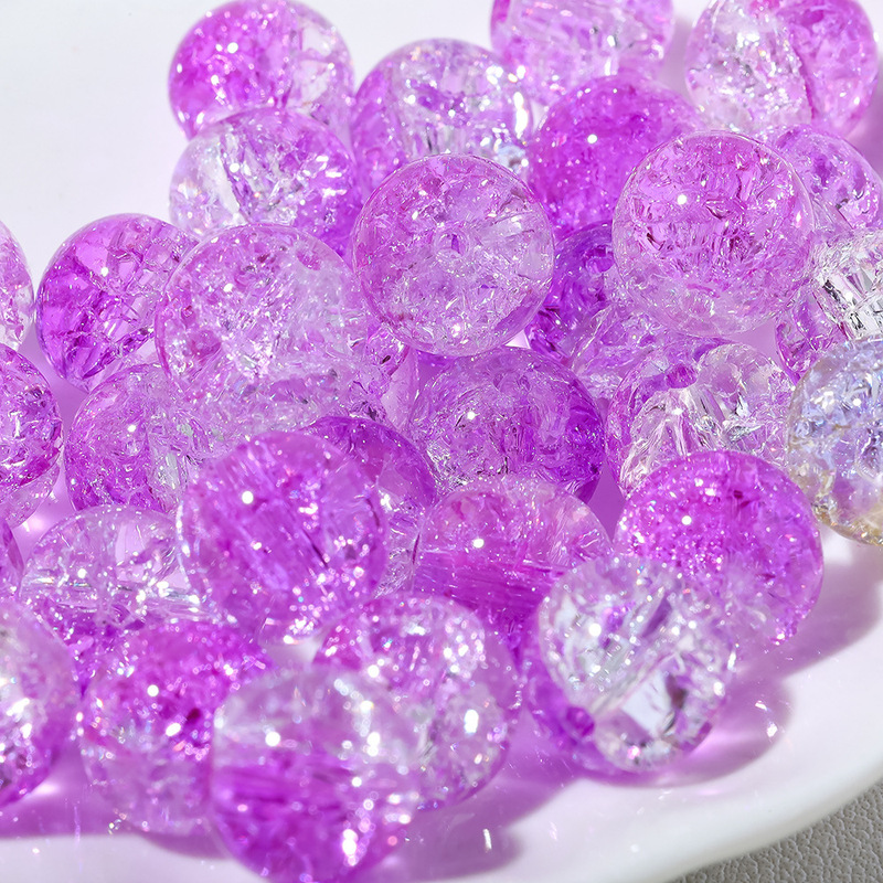 卡10珠子冰裂散珠透玻璃爆花内碎珠手工10mm串珠制作手串项链首饰|undefined