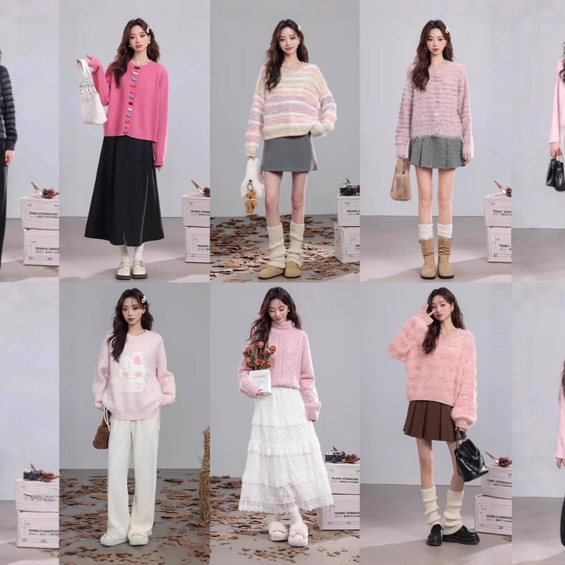 Shenzhen Nanyou Autumn and Winter Tops Soft and Lazy Knitted Sweaters for Women Korean Brand Women's Clothing Wholesale