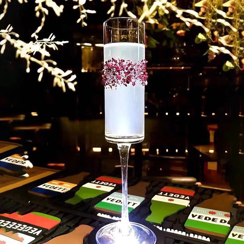 INS Straight Tube Champagne Glass Creative Glass High-Heel Cocktail Glass Bar Sparkling Wine Glass