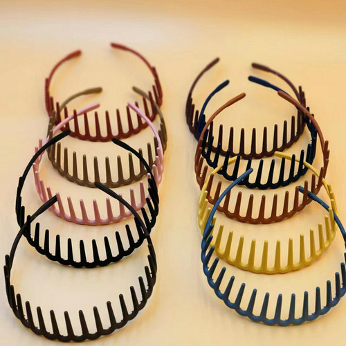 Korean version of popular long-tooth candy-colored plastic sanding face-washing hairband, stylish and simple toothed hair accessory