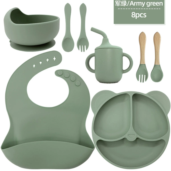 Set, bib, dinner plate for ears, silicone glass, 8 pieces, 115G