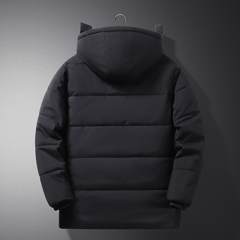 Manteau d'hiver classique en peluche épais de taille moyenne à longue pour papa Veste en coton d'âge moyen pour hommes_voghion.com
