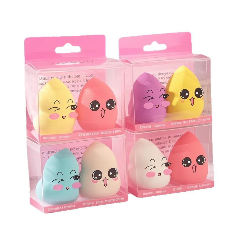 PVC transparente en caja lindo maquillaje de belleza huevo lindo maquillaje emoji huevo sin látex