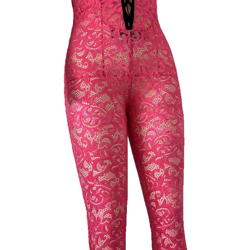 Spring Sexy Hollow Out Cutout Contrast Color Suspenders Slim Fit Backless Sexy Jumpsuit Women